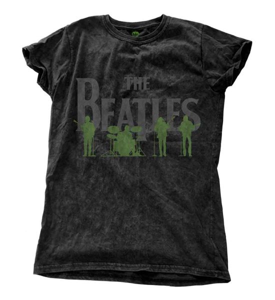 The Beatles: Saville Row Line-Up (Snow Wash, Dye Wash) - Ladies Black T-Shirt