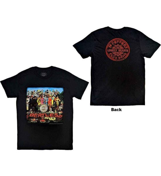 The Beatles: Sgt Pepper (Back Print) - Black T-Shirt