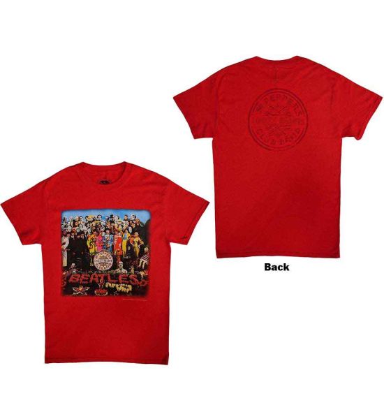 The Beatles: Sgt Pepper (Back Print) - Scarlet Red T-Shirt