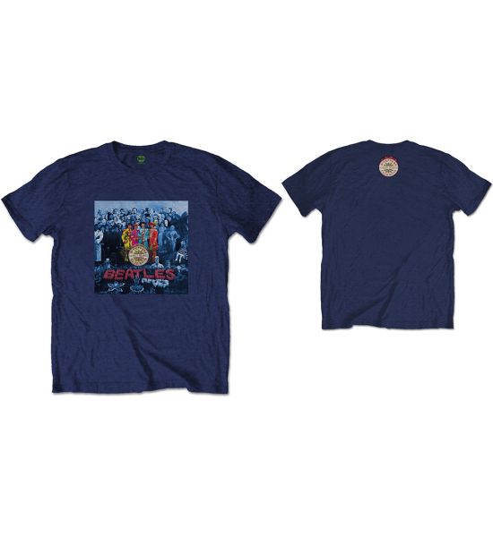 The Beatles: Sgt Pepper Blue (Back Print) - Navy Blue T-Shirt