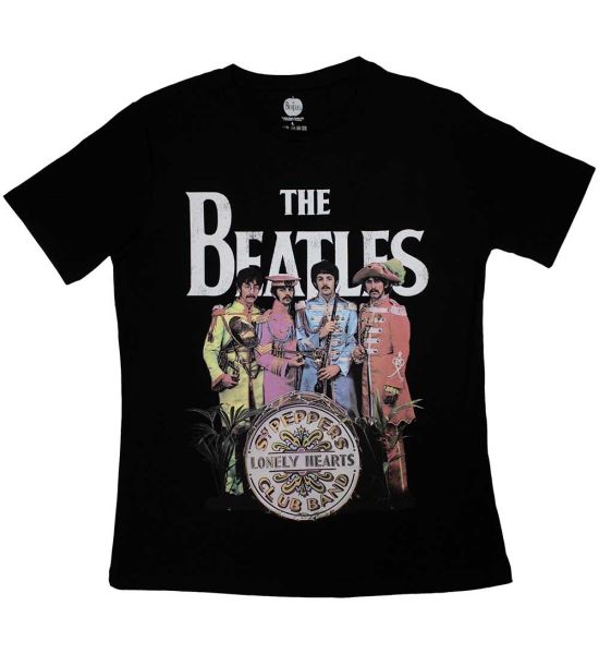 The Beatles: Sgt Pepper - Ladies Black T-Shirt