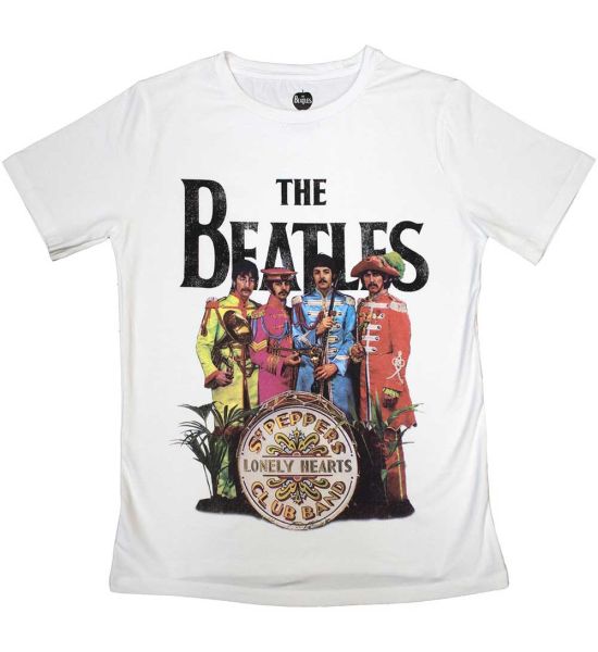 The Beatles: Sgt Pepper - Ladies White T-Shirt