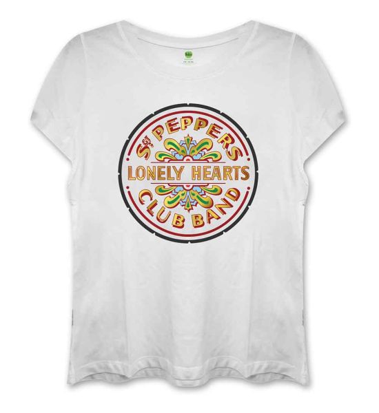 The Beatles: Sgt Pepper (Skinny Fit) - Ladies White T-Shirt