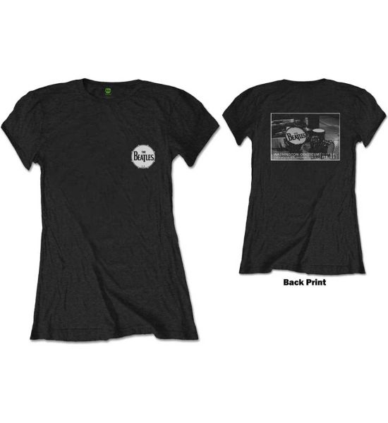 The Beatles: Washington Coliseum (Back Print) - Ladies Black T-Shirt