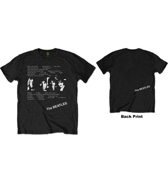 The Beatles: White Album Tracks (Back Print) - Black T-Shirt