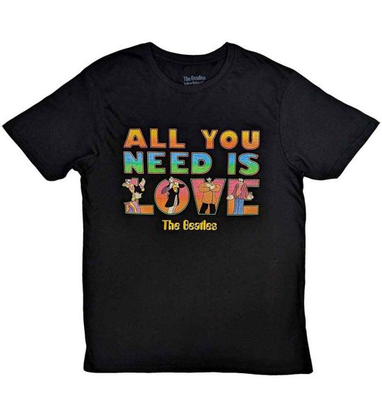 The Beatles: Yellow Submarine All You Need Is Love Stacked - Black T-Shirt