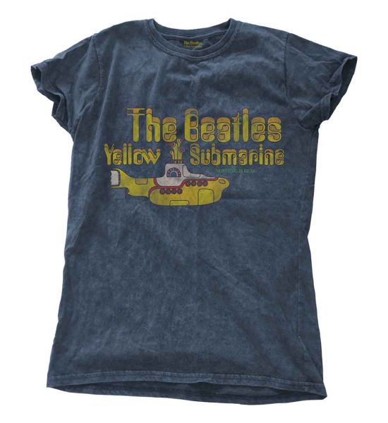 The Beatles: Yellow Submarine Nothing Is Real (Snow Wash, Dye Wash) - Ladies Denim Blue T-Shirt