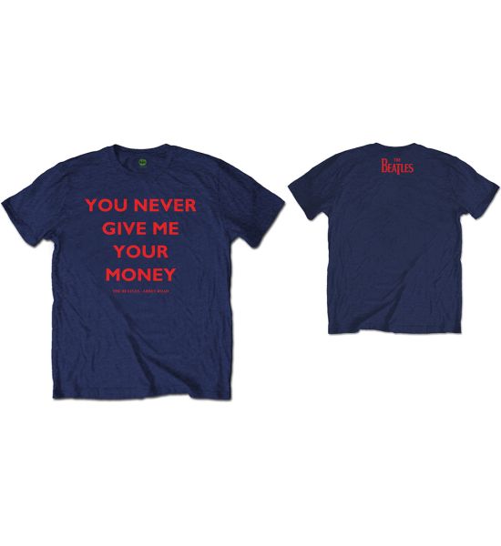 The Beatles: You Never Give Me Your Money (Back Print) - Navy Blue T-Shirt