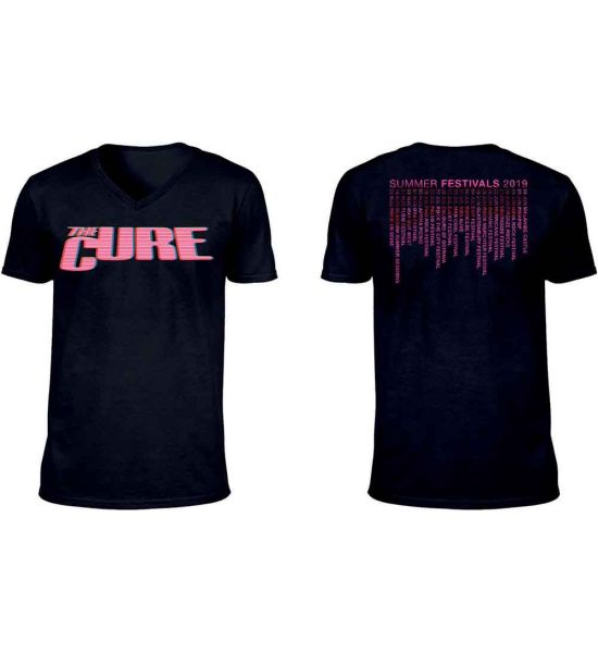 The Cure: Neon Logo (Back Print) - Black T-Shirt