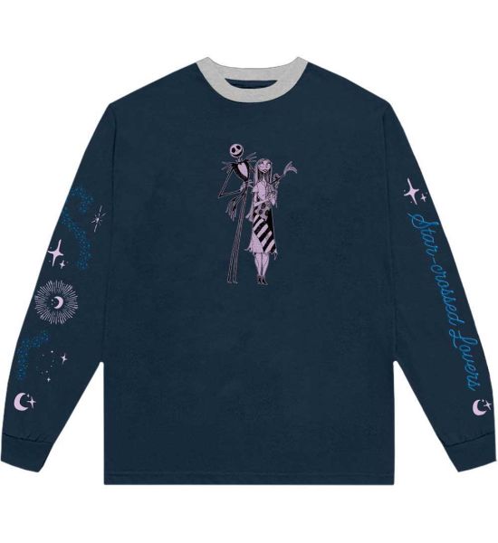 The Nightmare Before Christmas: Celestial (Embroidery,Hi-Build Ink, Sleeve Print) - Blue Long Sleeve T-Shirt