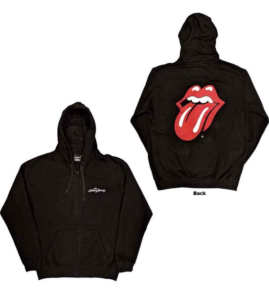 The Rolling Stones: Classic Tongue (Back Print) - Black Zip-up Hoodie