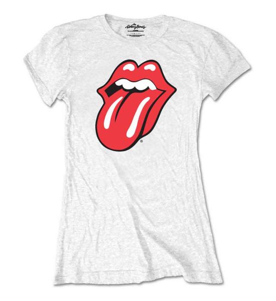 The Rolling Stones: Classic Tongue - Ladies White T-Shirt