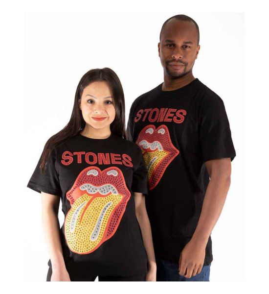 The Rolling Stones: Dia Tongue (Embellished) - Black T-Shirt