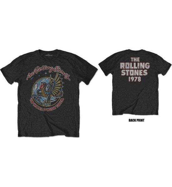 The Rolling Stones: Dragon '78 (Back Print) - Black T-Shirt