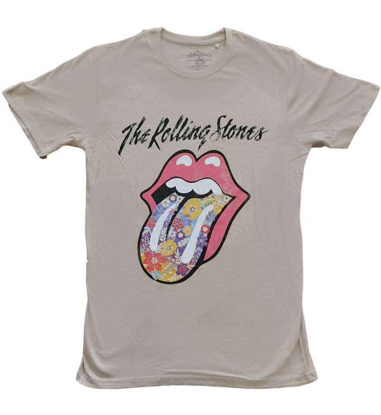 The Rolling Stones: Flowers Tongue - Sand T-Shirt