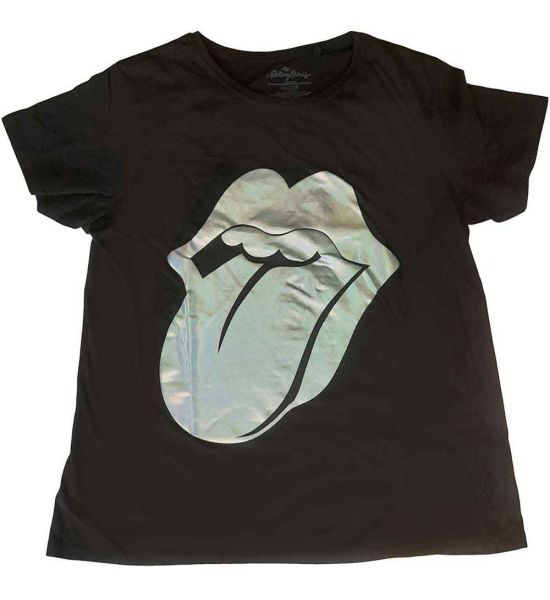 The Rolling Stones: Foil Tongue (Embellished) - Black T-Shirt