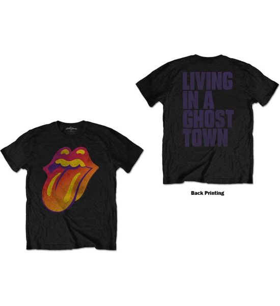 The Rolling Stones: Ghost Town Distressed (Back Print) - Black T-Shirt