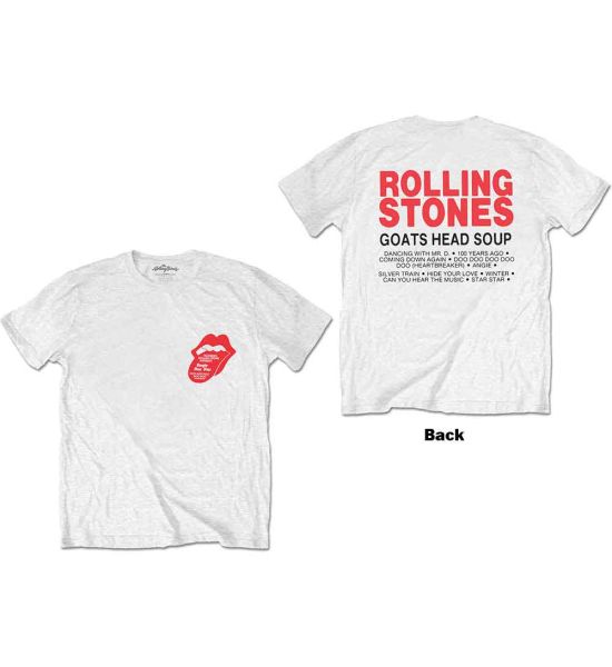 The Rolling Stones: Goat Head Soup Tracklist (Back Print) - White T-Shirt