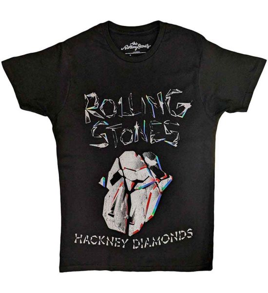 The Rolling Stones: Hackney Diamonds Faded Logo - Black T-Shirt