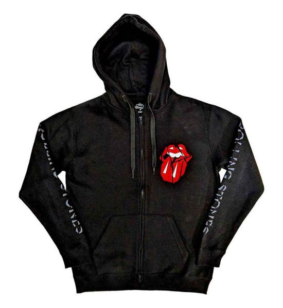 The Rolling Stones: Hackney Diamonds Shattered Tongue (Sleeve Print) - Black Zip-up Hoodie