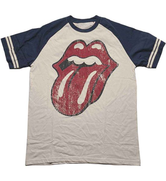 The Rolling Stones: Lick - Natural & Navy Blue T-Shirt