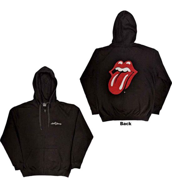 The Rolling Stones: Logo & Tongue (Back Print) - Black Zip-up Hoodie