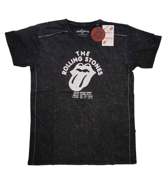 The Rolling Stones: NYC '75 (Snow Wash, Dye Wash) - Black T-Shirt