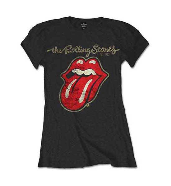 The Rolling Stones: Plastered Tongue - Ladies Black T-Shirt