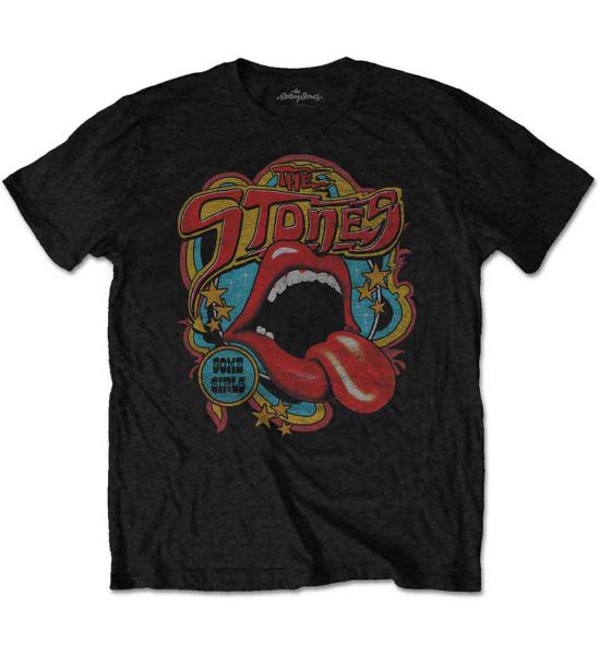 The Rolling Stones: Retro 70s Vibe (Soft Hand Inks) - Black T-Shirt