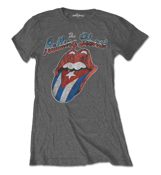 The Rolling Stones: Rocks Off Cuba - Ladies Charcoal Grey T-Shirt