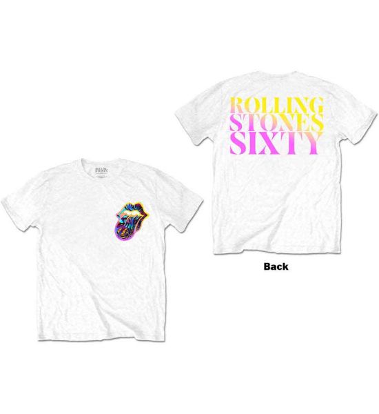 The Rolling Stones: Sixty Gradient Text (Back Print) - White T-Shirt