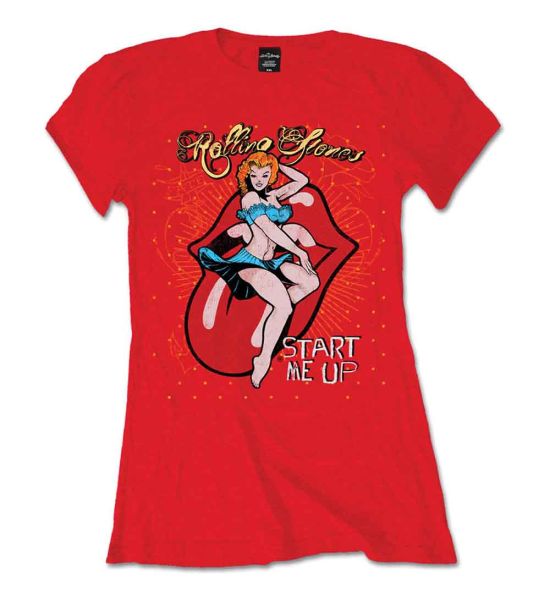 The Rolling Stones: Start me up - Ladies Red T-Shirt