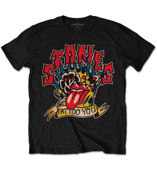 The Rolling Stones: Tattoo You Blue Flames - Black T-Shirt