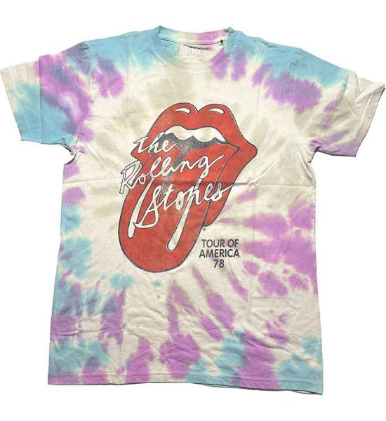 The Rolling Stones: Tour of USA '78 (Dye Wash, Dip Dye) - White T-Shirt