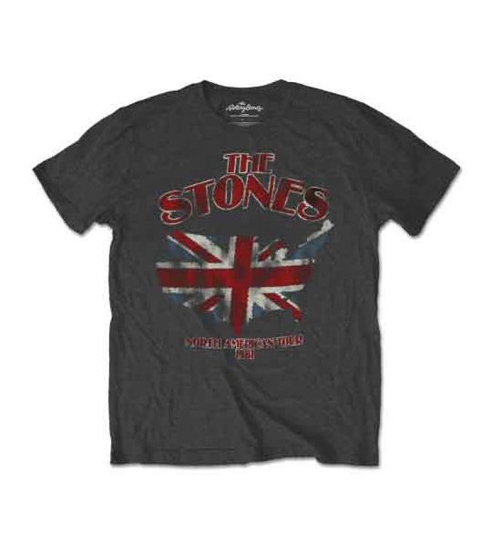 The Rolling Stones: Union Jack US Map - Charcoal Grey T-Shirt