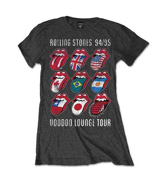 The Rolling Stones: Voodoo Lounge Tongues - Ladies Charcoal Grey T-Shirt