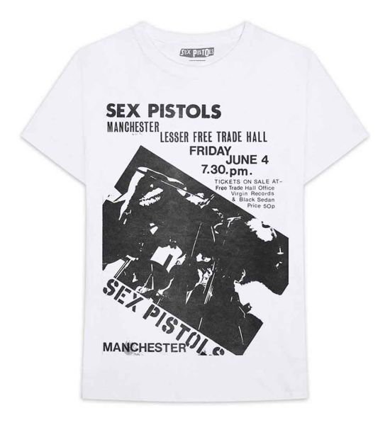 The Sex Pistols: Manchester Flyer - White T-Shirt