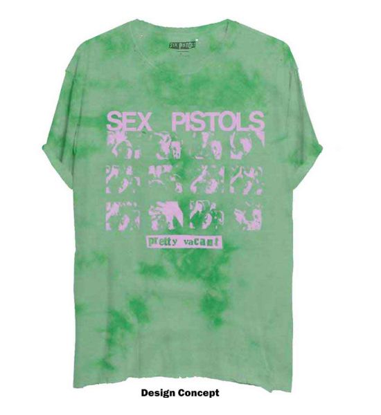 The Sex Pistols: Pretty Vacant (Dye Wash) - Green T-Shirt