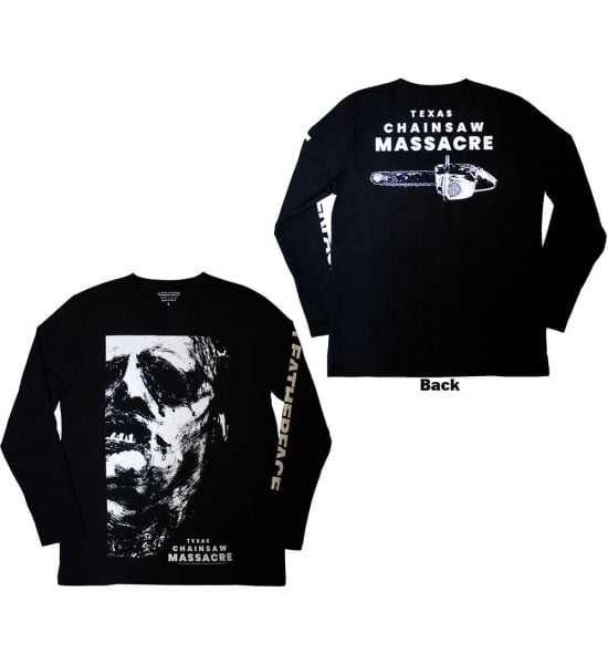 The Texas Chainsaw Massacre: Leather Face (Back Print) - Black Long Sleeve T-Shirt