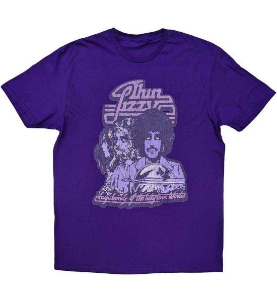 Thin Lizzy: Vagabonds of the Western World Mono Distressed - Purple T-Shirt