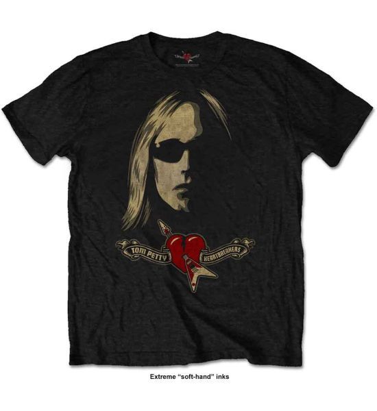 Tom Petty & The Heartbreakers: Shades & Logo (Soft Hand Inks) - Black T-Shirt