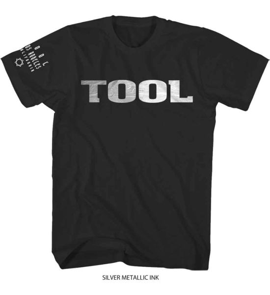 Tool: Metallic Silver Logo (Sleeve Print) - Black T-Shirt