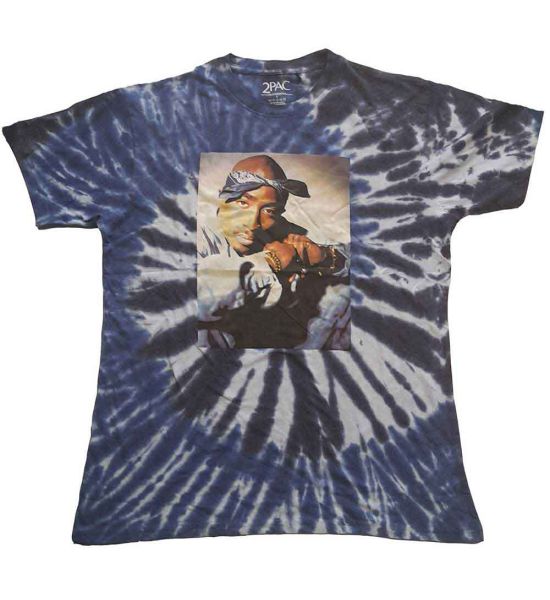 Tupac: Blue Photo Swirl (Dye Wash, Tie Dye) - Blue T-Shirt