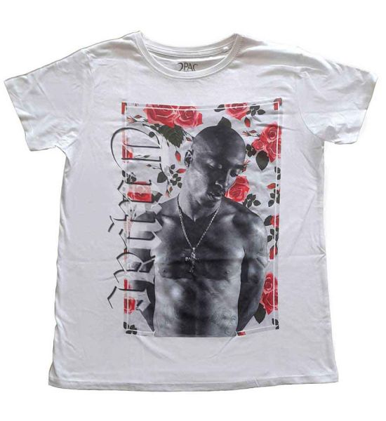 Tupac: Floral - Ladies White T-Shirt