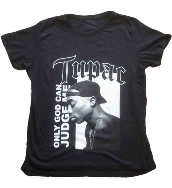 Tupac: Only God Text - Ladies Black T-Shirt