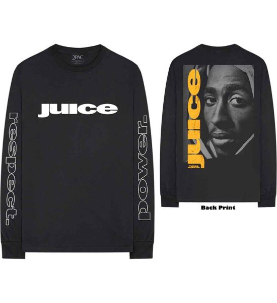 Tupac: Respect (Back Print, Sleeve Print) - Black Long Sleeve T-Shirt