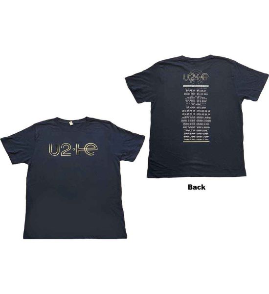 U2: I+E 2015 Tour Dates (Back Print) - Navy Blue T-Shirt