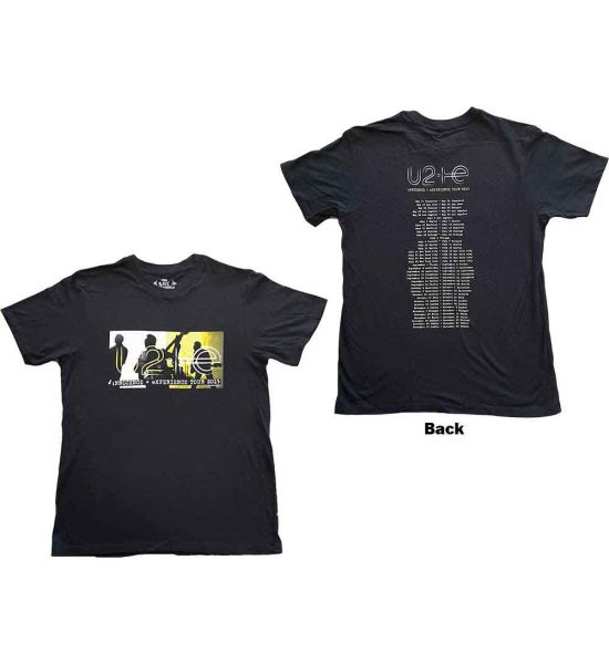 U2: I+E Tour 2015 Band Silhouettes (Back Print) - Black T-Shirt