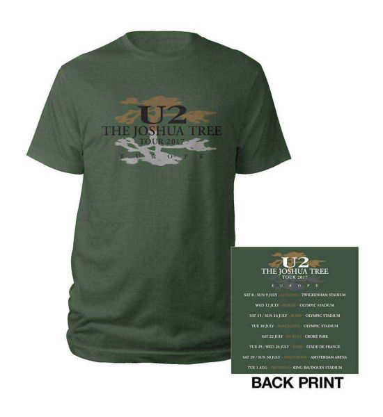 U2: Joshua Tree Logo 2017 (Back Print) - Green T-Shirt