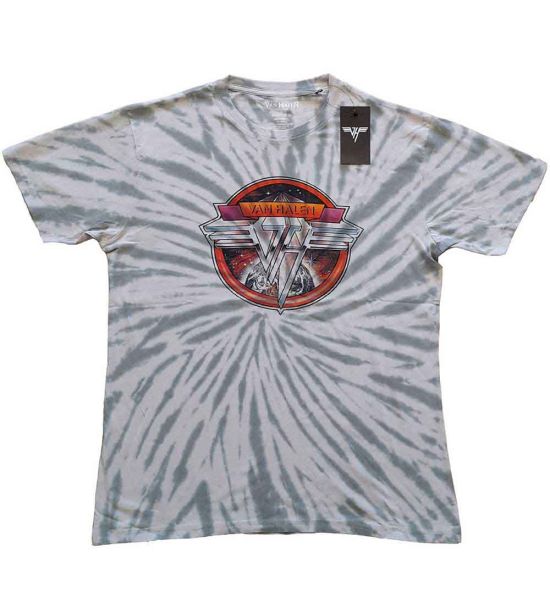 Van Halen: Chrome Logo (Dip Dye, Dye Wash) - Grey T-Shirt